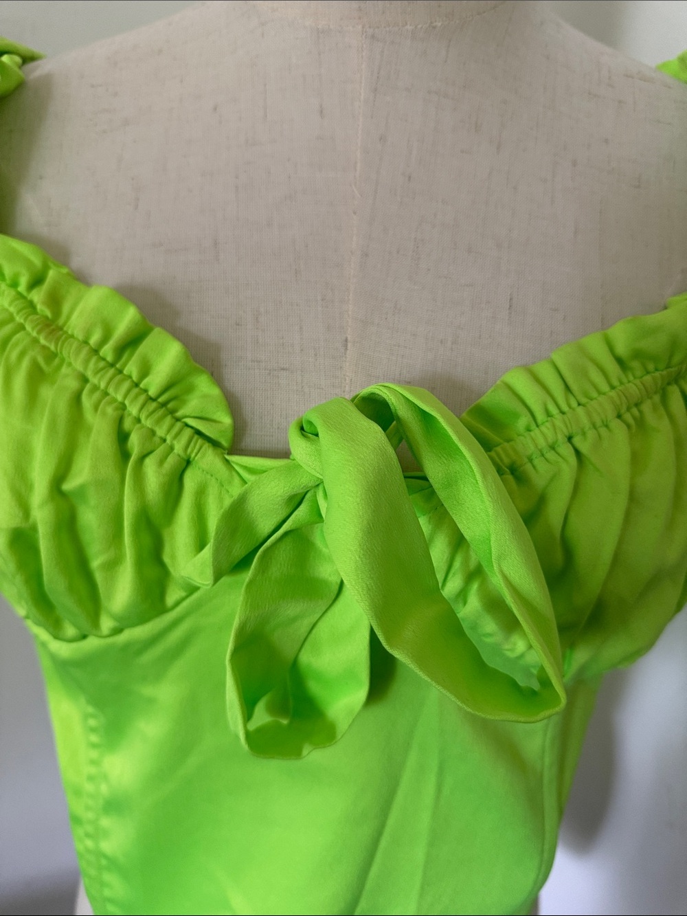 I.AM.GIA Naomi Top Neon Green Ruffle Trim Bustier Top - Picture 3 of 8
